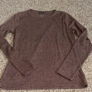 Staccato Ribbed Knit Top in Brown Small